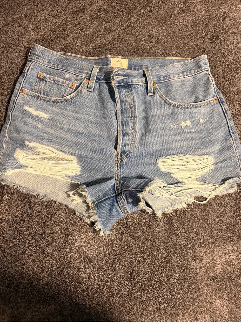 Levi's Light Blue Distressed Denim Cutoff Shorts